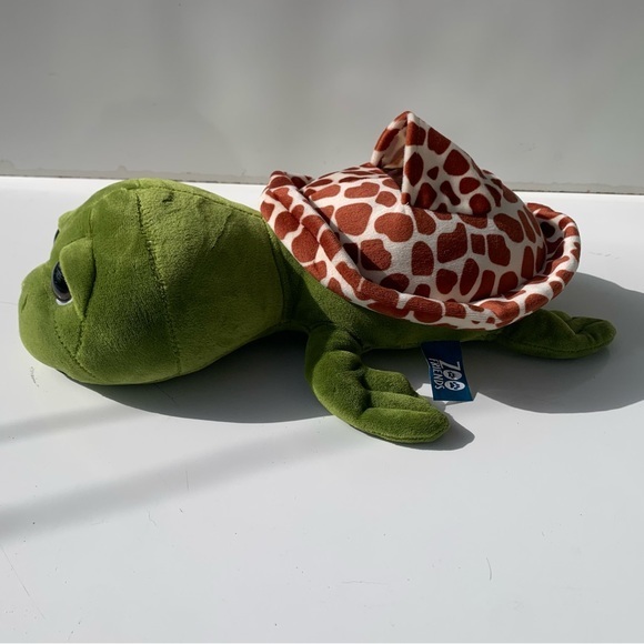 Zoo Friends Sea Turtle Stuffed Animal with pocket on top. - Picture 9 of 10